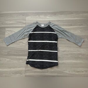 LuLaRoe Charcoal and Light Gray Raglan Top xsmall
